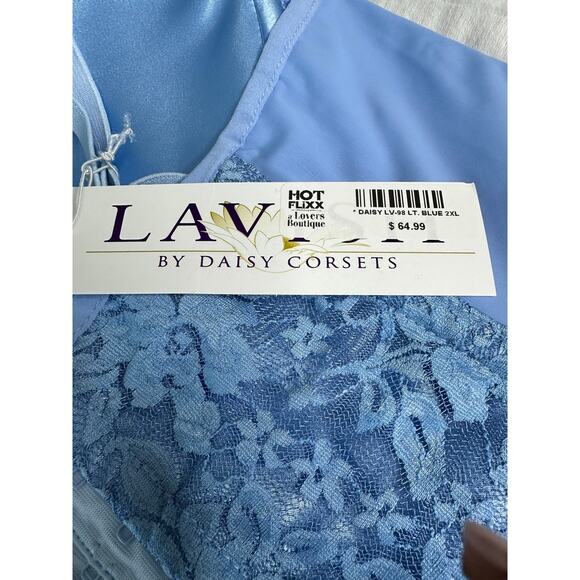 Lavish by Daisy Light Blue Lace Up Corset - Picture 4 of 7